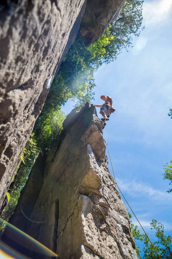 Me on a cool down climb at Devils Glen, the same day I onsighted Gwelp (5.12B)!