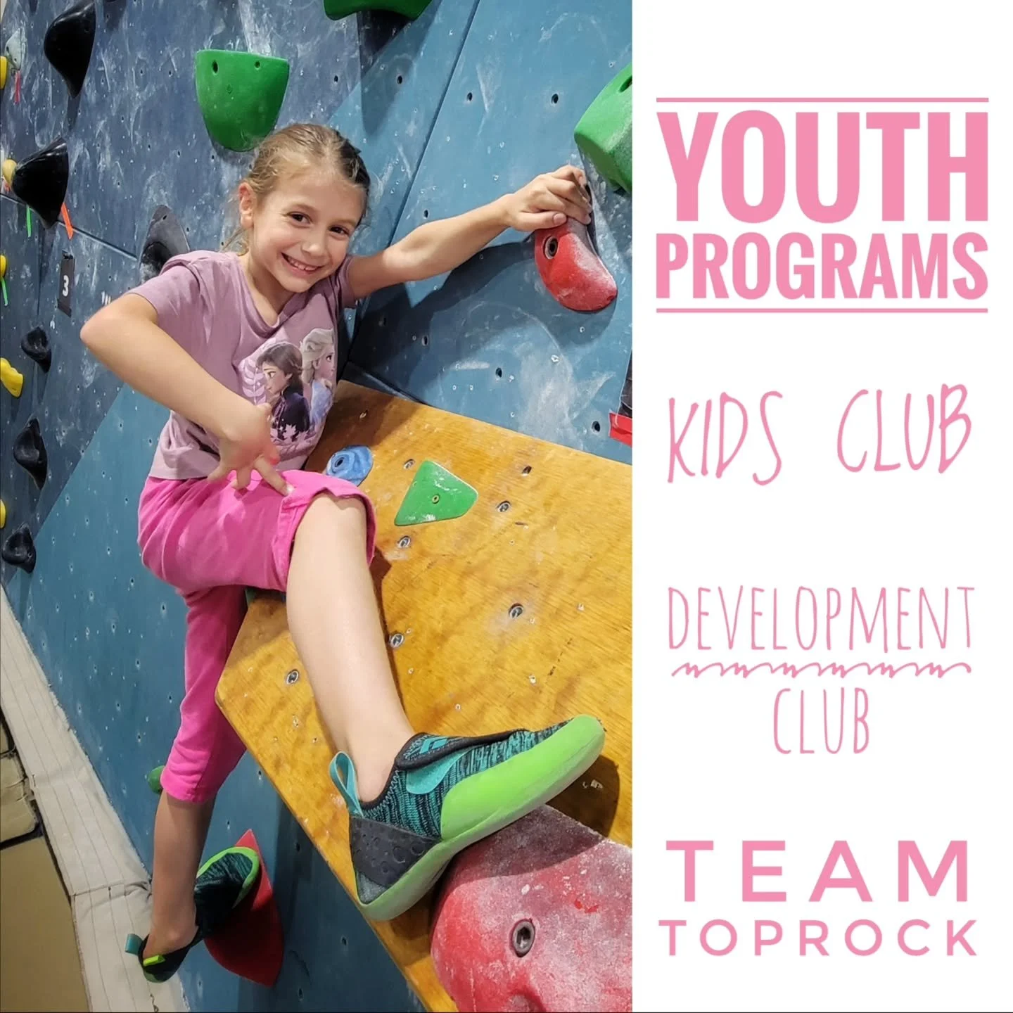 Our winter season of youth climbing kicks off in January!  Check out our website or talk to us at the gym for more details on our Kids Clubs, Development Club and Team Toprock! 🤸&zwj;♀️