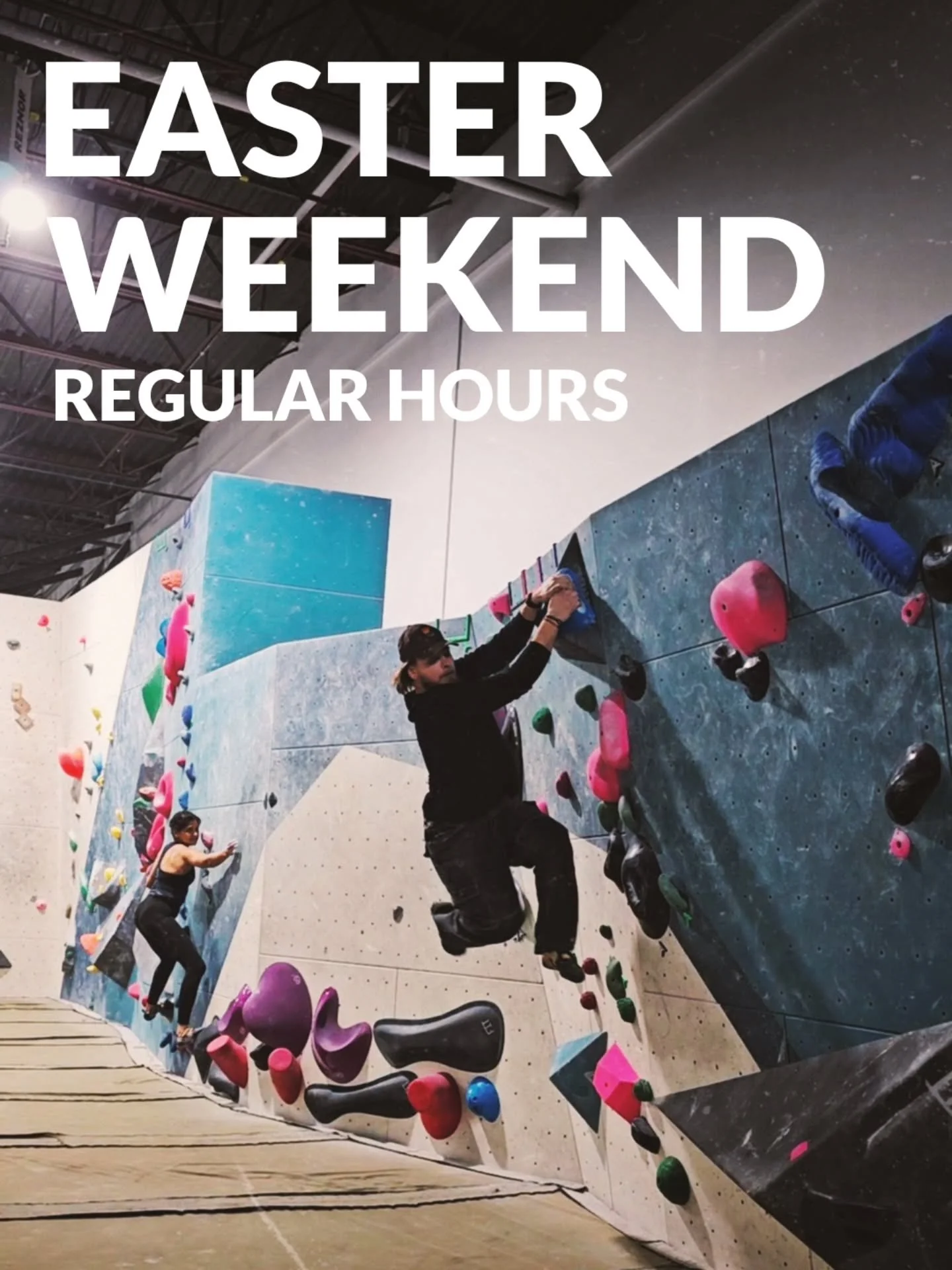Get in for some climbing this weekend! We're open every day, regular hours.

Super fun climbs just went up on traverse, flat and corner!

Happy Easter! 🐣