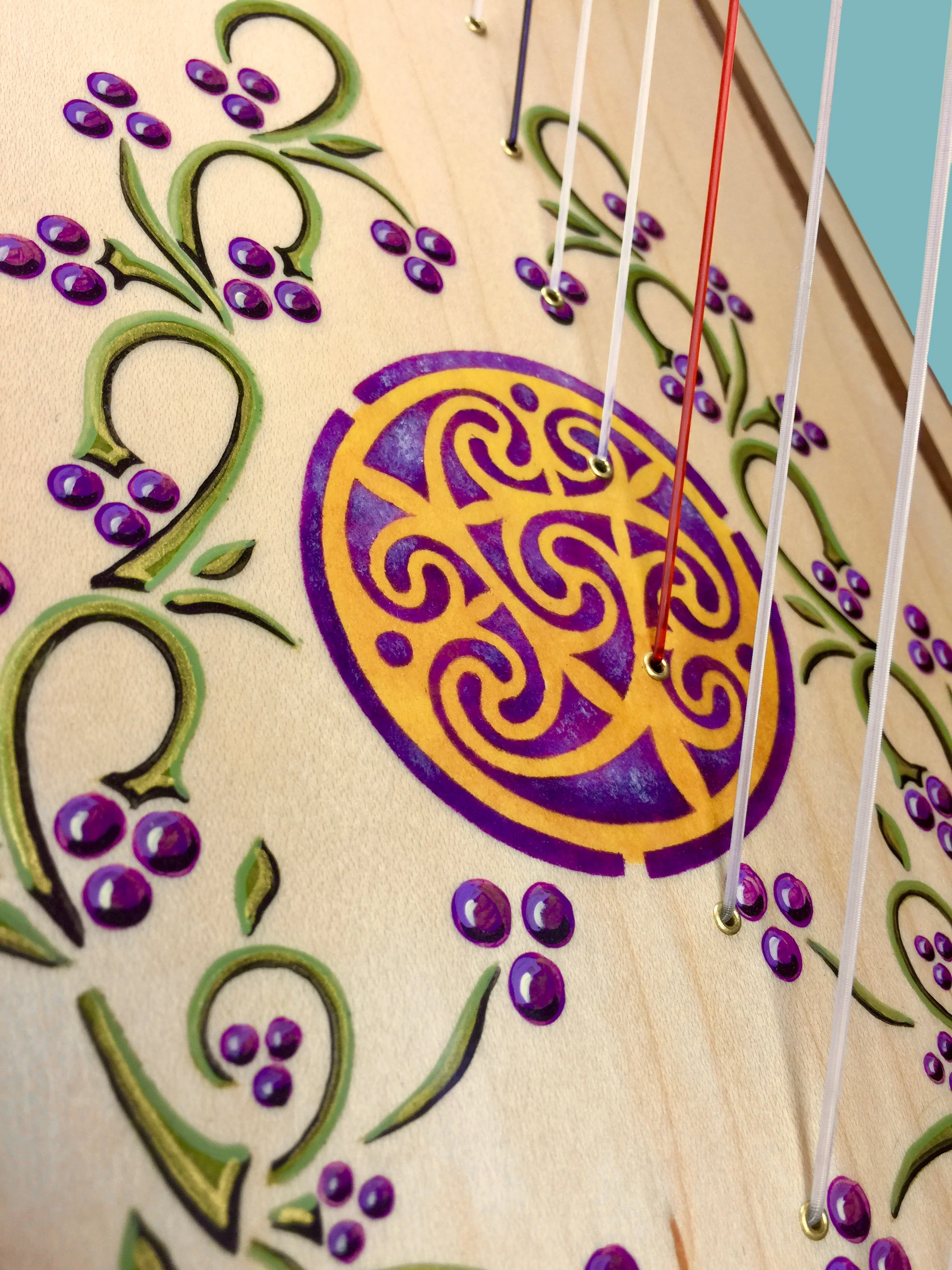 Properly made harp soundboards belly-up in the bass forming a very mild upward curve.