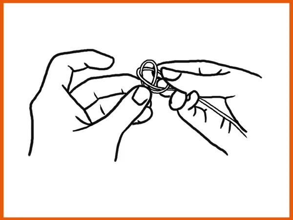 Tying a Harp Knot Step C - Pass the Second Loop Over the First