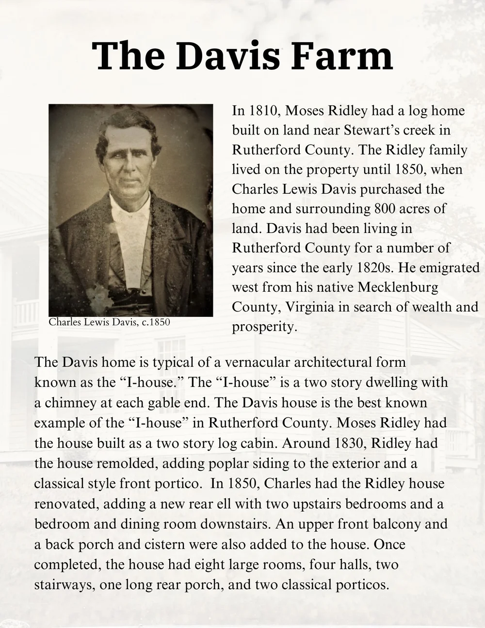 The Davis Farm — The Historic Sam Davis Home and Museum: A Nonprofit