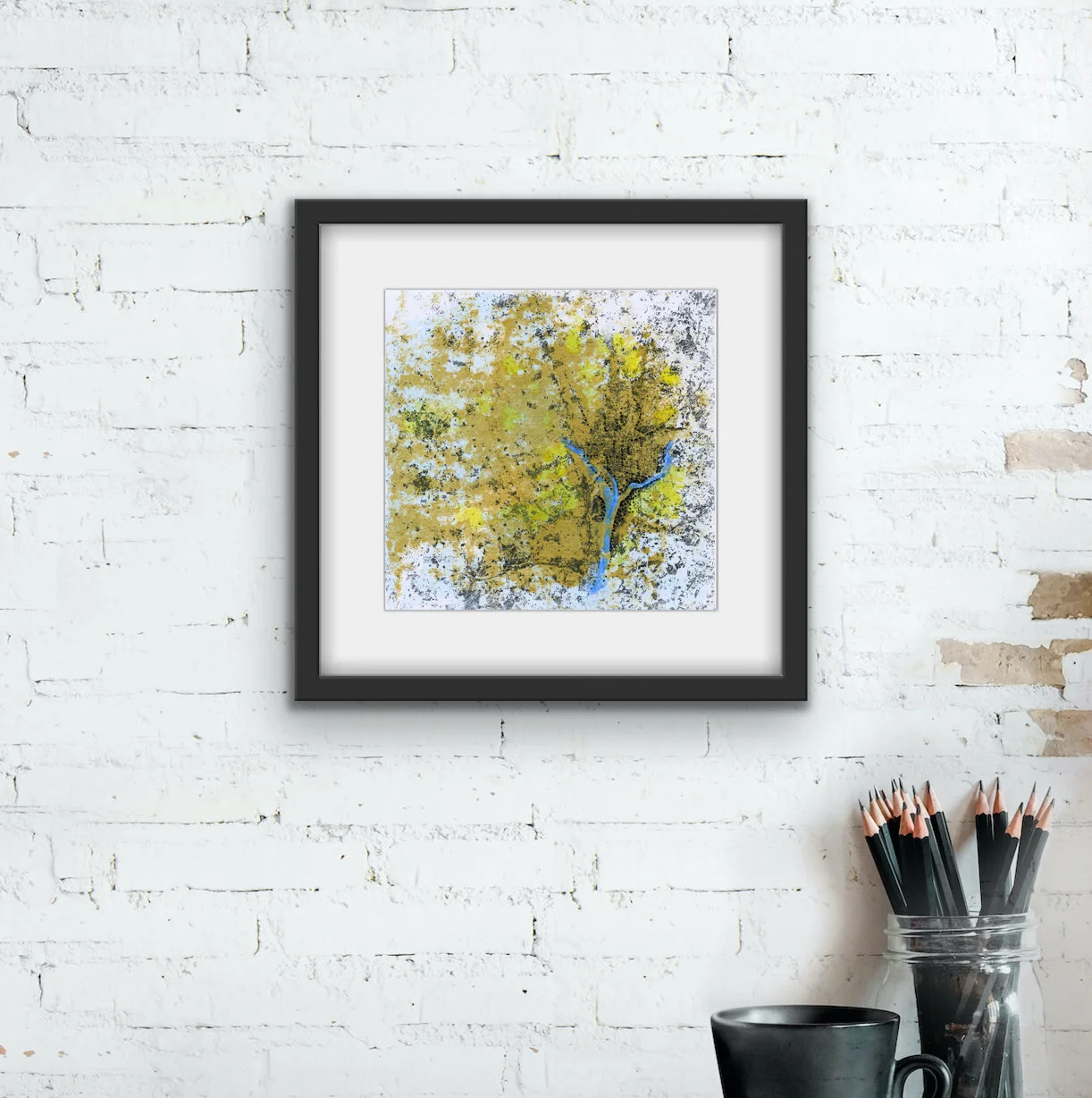 Washington DC aerial map view painting