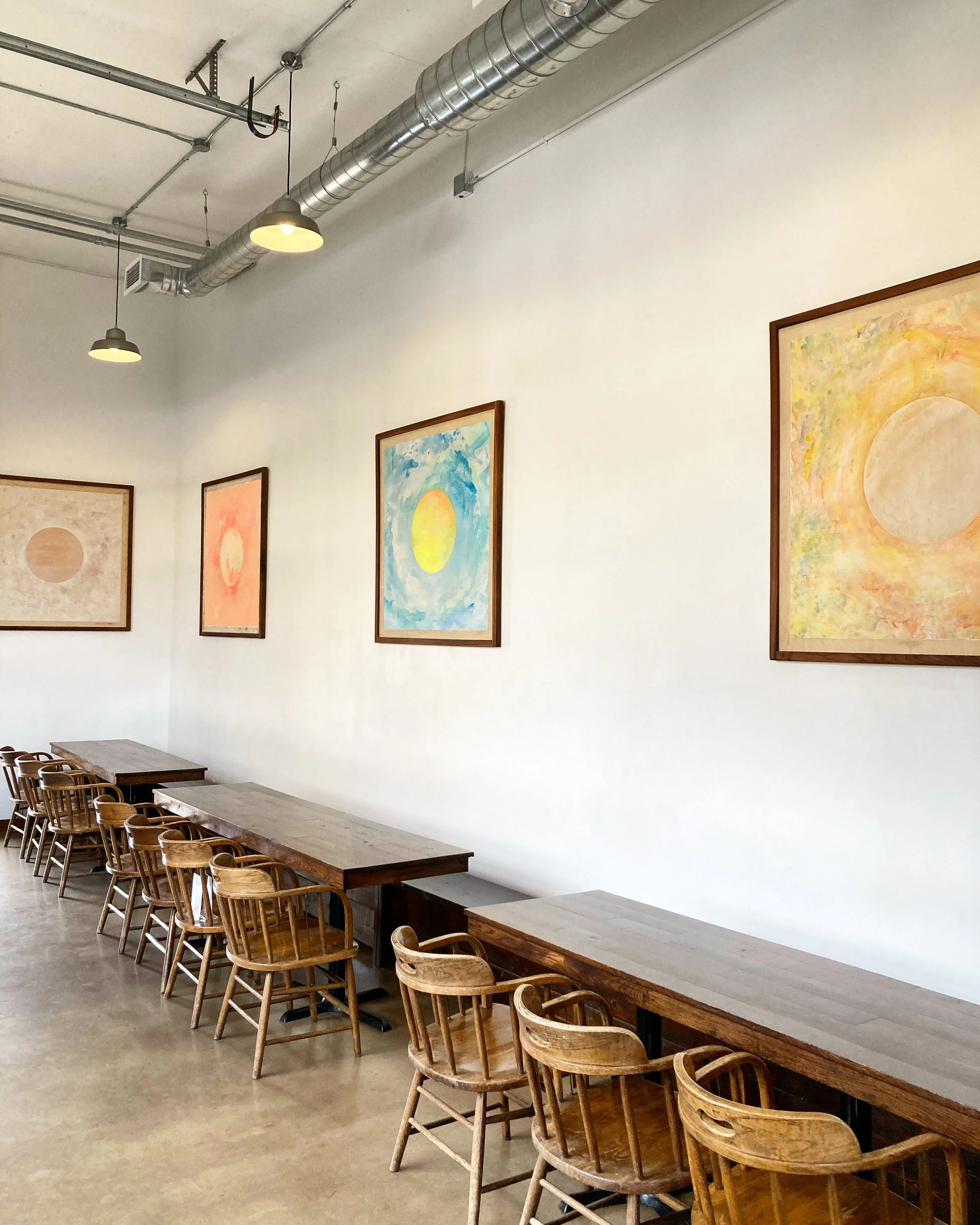 Custom bright large statement enso paintings