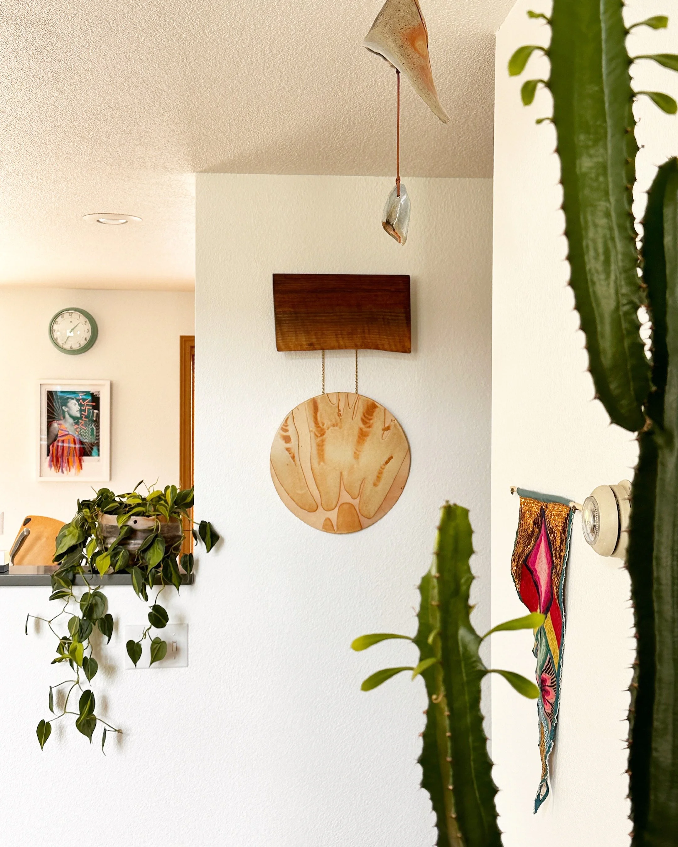 Handmade wood ceramic wall hanging