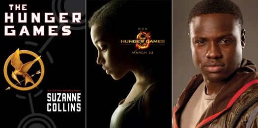 Amandla Stenberg as Rue, Dayo Okeniyi as Thresh in The Hunger Games movie