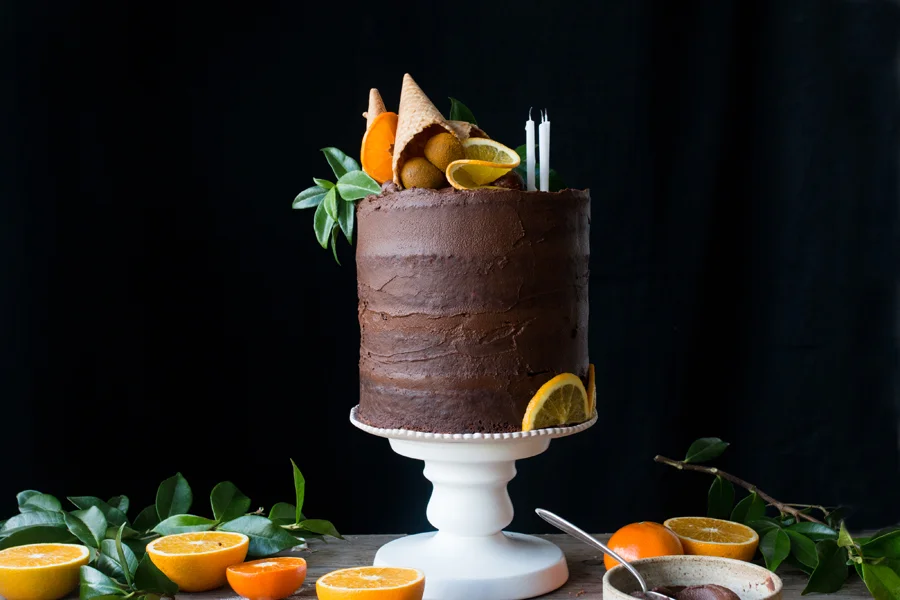 VEGAN CHOCOLATE ORANGE CAKE + SUPPERCLUB ANNOUNCEMENT WITH SALVIA LIMONE (V+, CHF, GF, NF)