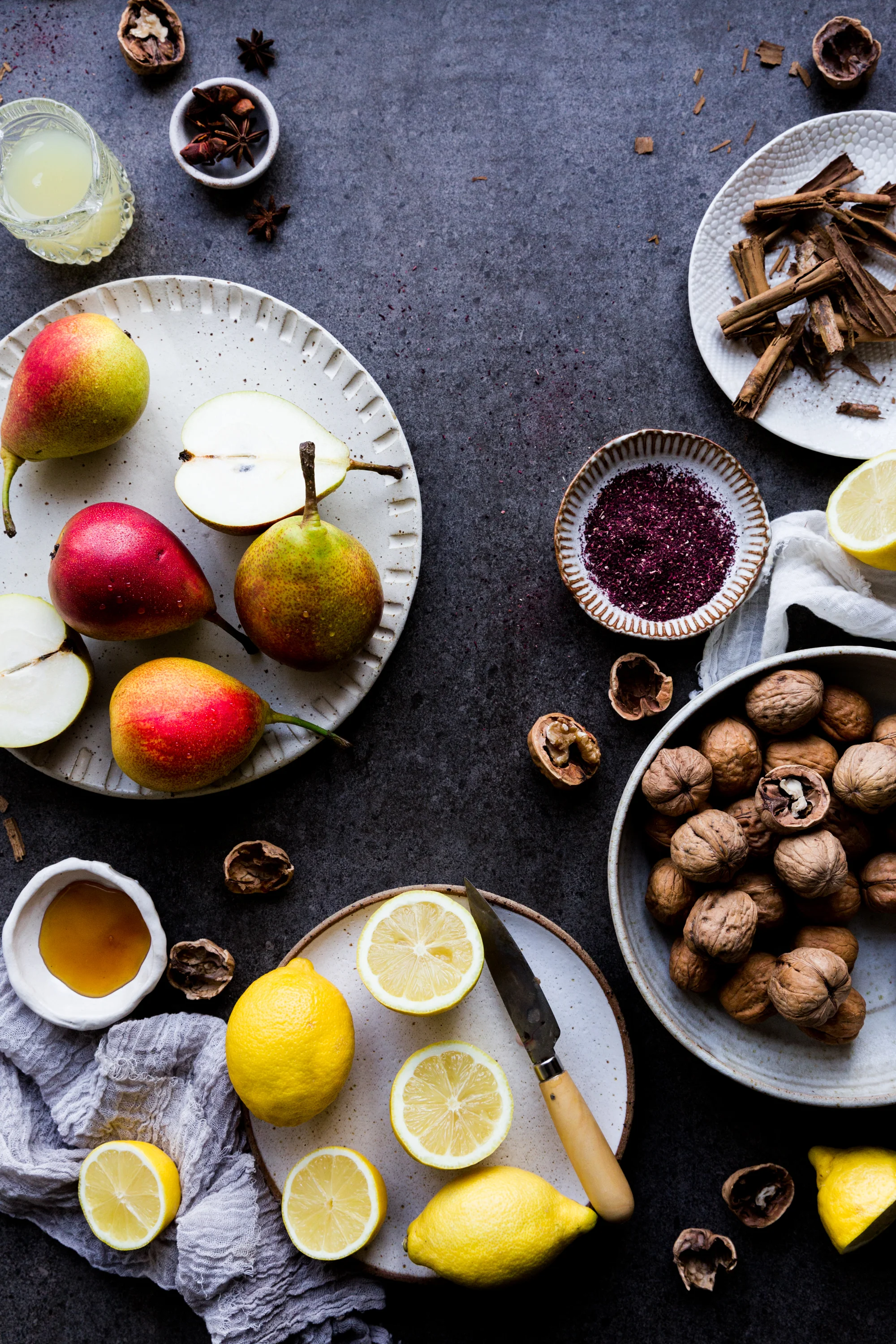 Easy poached pear and caramelised nuts recipe - The Little Plantation food blog