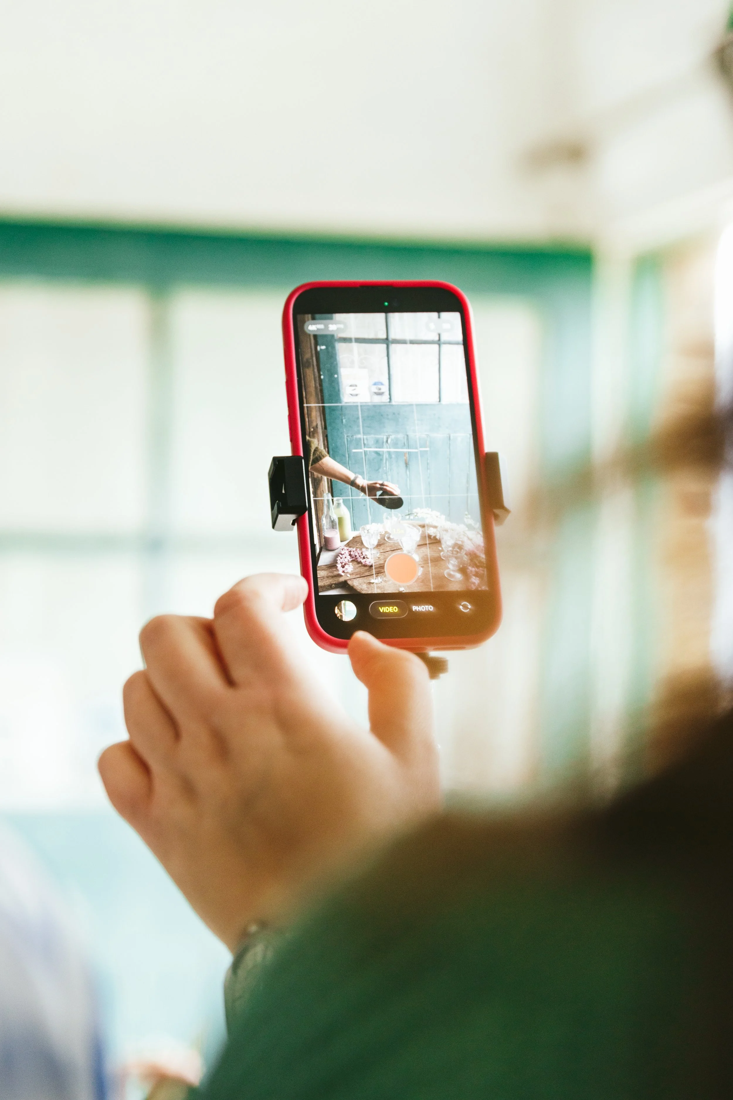 Blog post image showing a food scene visible through the preview screen of a smart phone