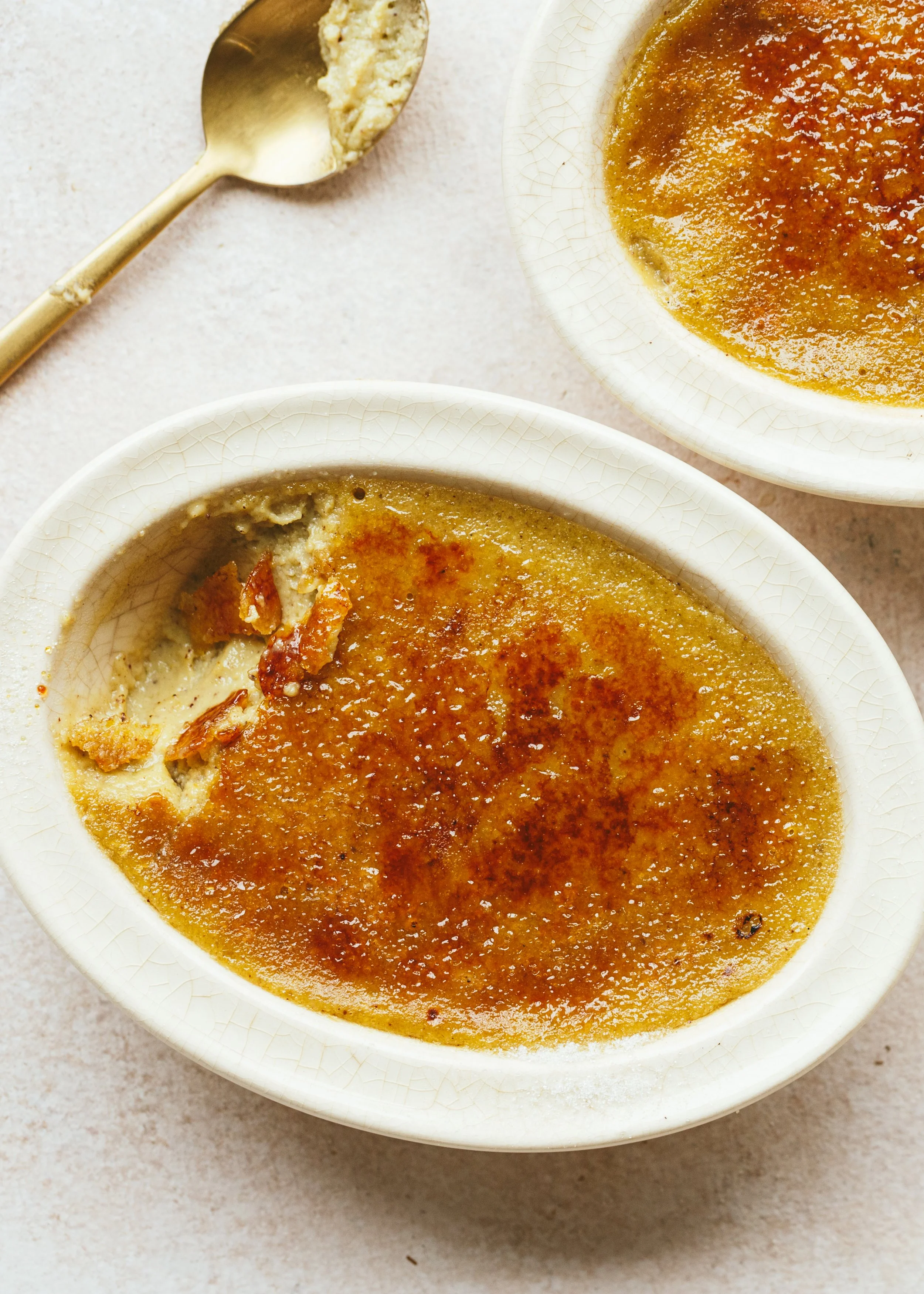 Kimberly Espinel portfolio image showing a close up of a creme brulee dessert