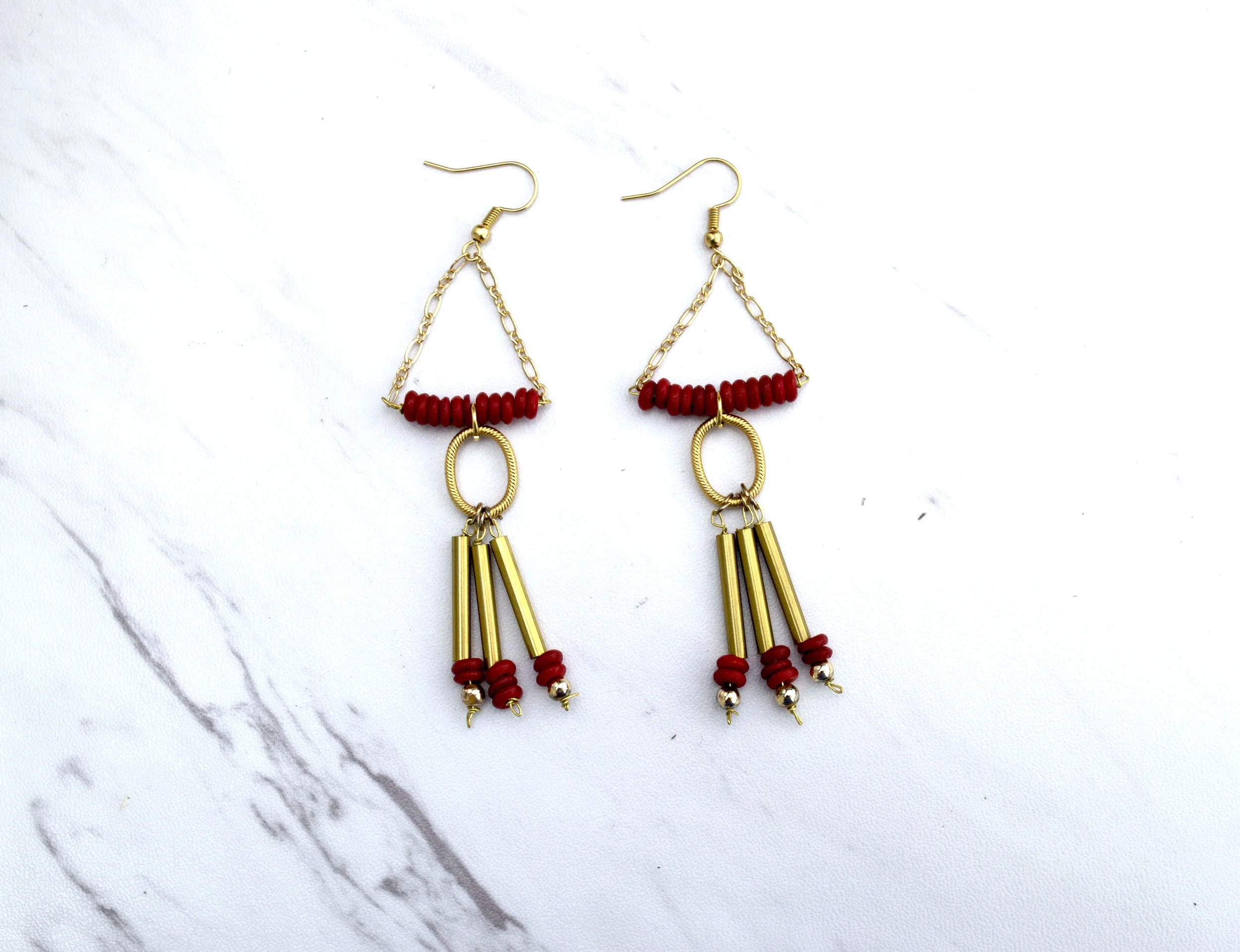 F E L I X $45 Handmade. 21mm 18k gold plated short fish hook. Nickel-free. Please contact me for specific color combinations.