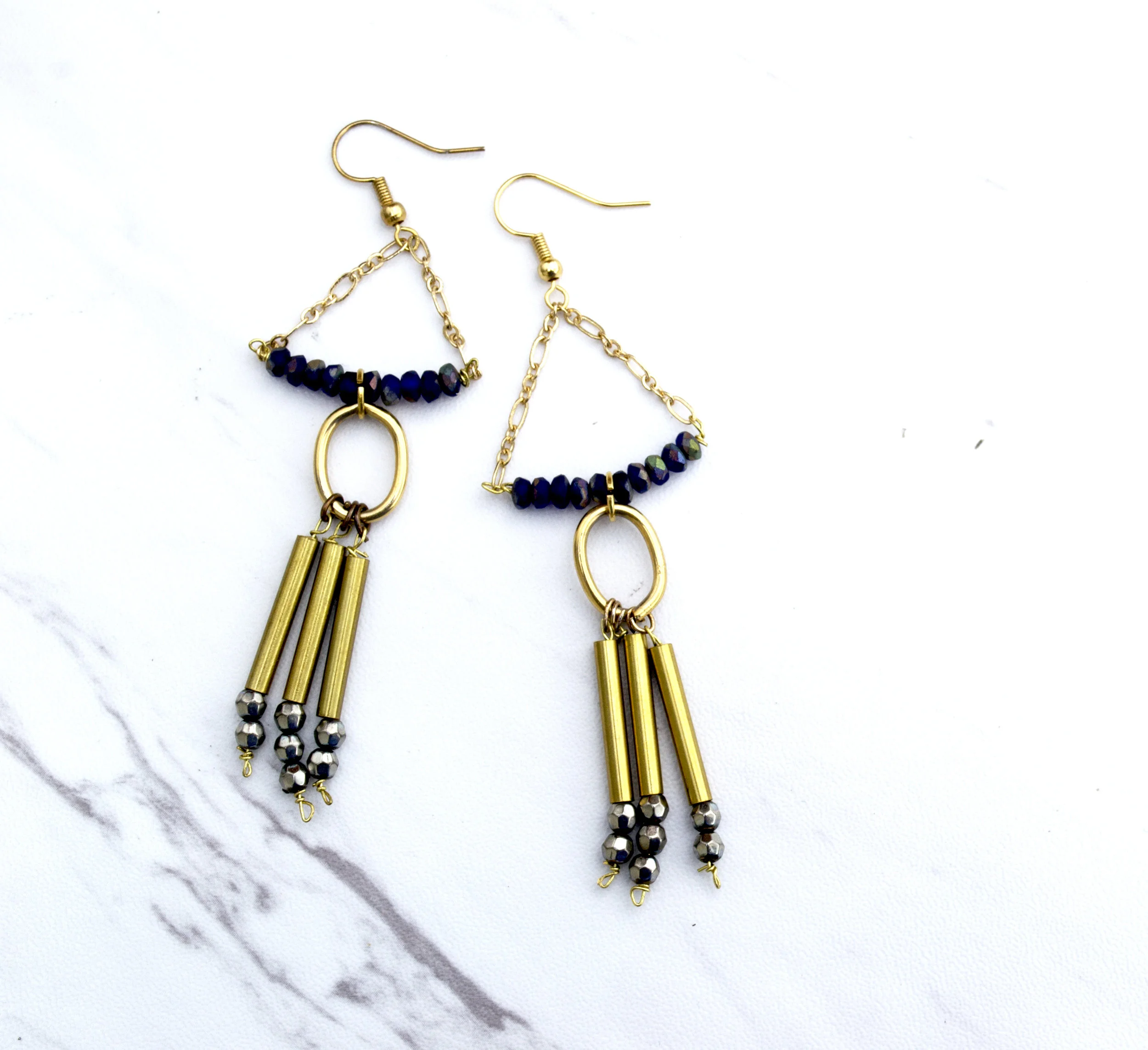 E V I T A $45 Handmade 21mm 18k gold plated short fish hook. Nickel-free. Please contact me for specific color combinations.