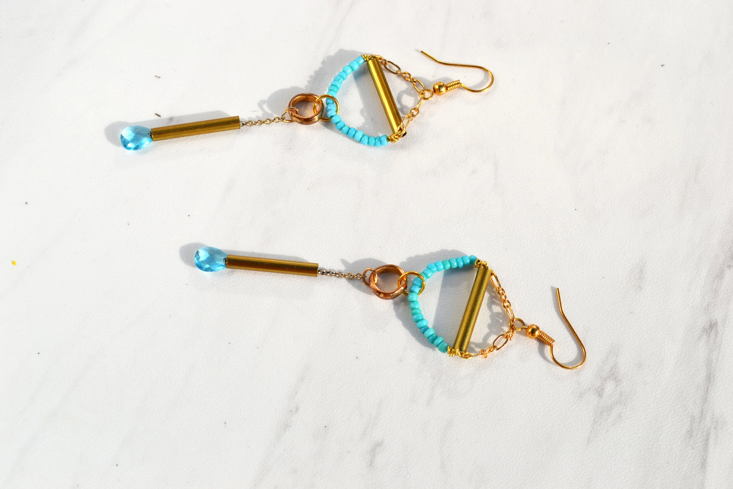 C A R L O T T A $55 Handmade 21mm 18k gold plated short fish hook. Nickel-free. Please contact me for specific color combinations.