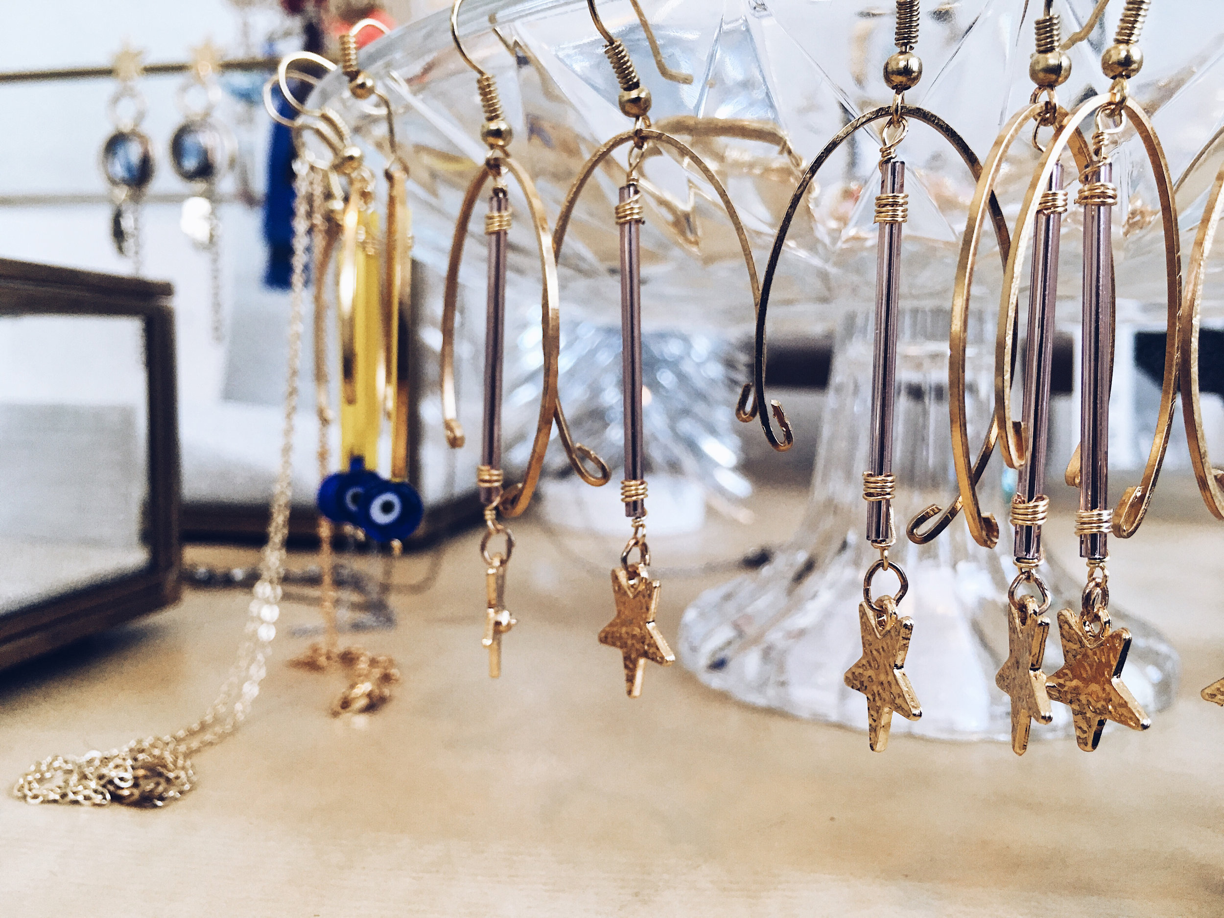 COSMO EARRINGS $30 18K Gold plated 2" long