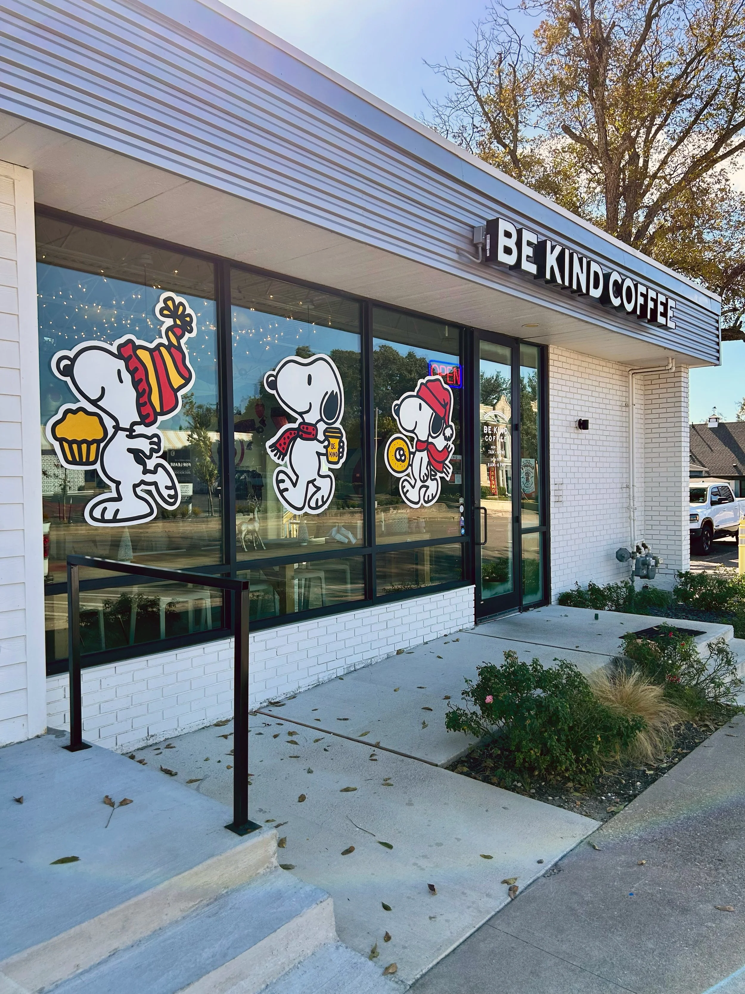 Be Kind Coffee Snoopy windows