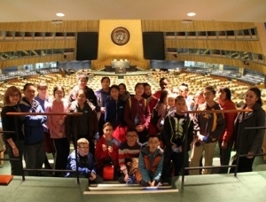 NYC Junior Ambassadors Launched in October 2015, in celebration of the 70th Annive rsary of the United Nations, NYC Junior Ambassadors (NYCJA) was created to leverage the United Nations as a resource for NYC seventh graders and empower students in all five boroughs of New York City to become actively engaged with the United Nations and its mission of addressing some of the most pressing challenges in the world. Through innovative programming and unique opportunities for first-hand interactions, NYCJA seeks to expose a diverse array of teachers and students to the United Nations as a tool for teaching and learning in a variety of fields - from science to arts to civics. More than 80 educators competed to join the inaugural NYCJA cohort and after much deliberation, eleven classrooms and afterschool programs were selected on the basis of essays written by educators. As part of NYCJA, nearly 275 students and more than 30 NYC educators received curated tours of the United Nations headquarters matched to each class's curricular interests. United Nations diplomats also visited each classroom to engage the students and learn more about different neighborhoods of the City.