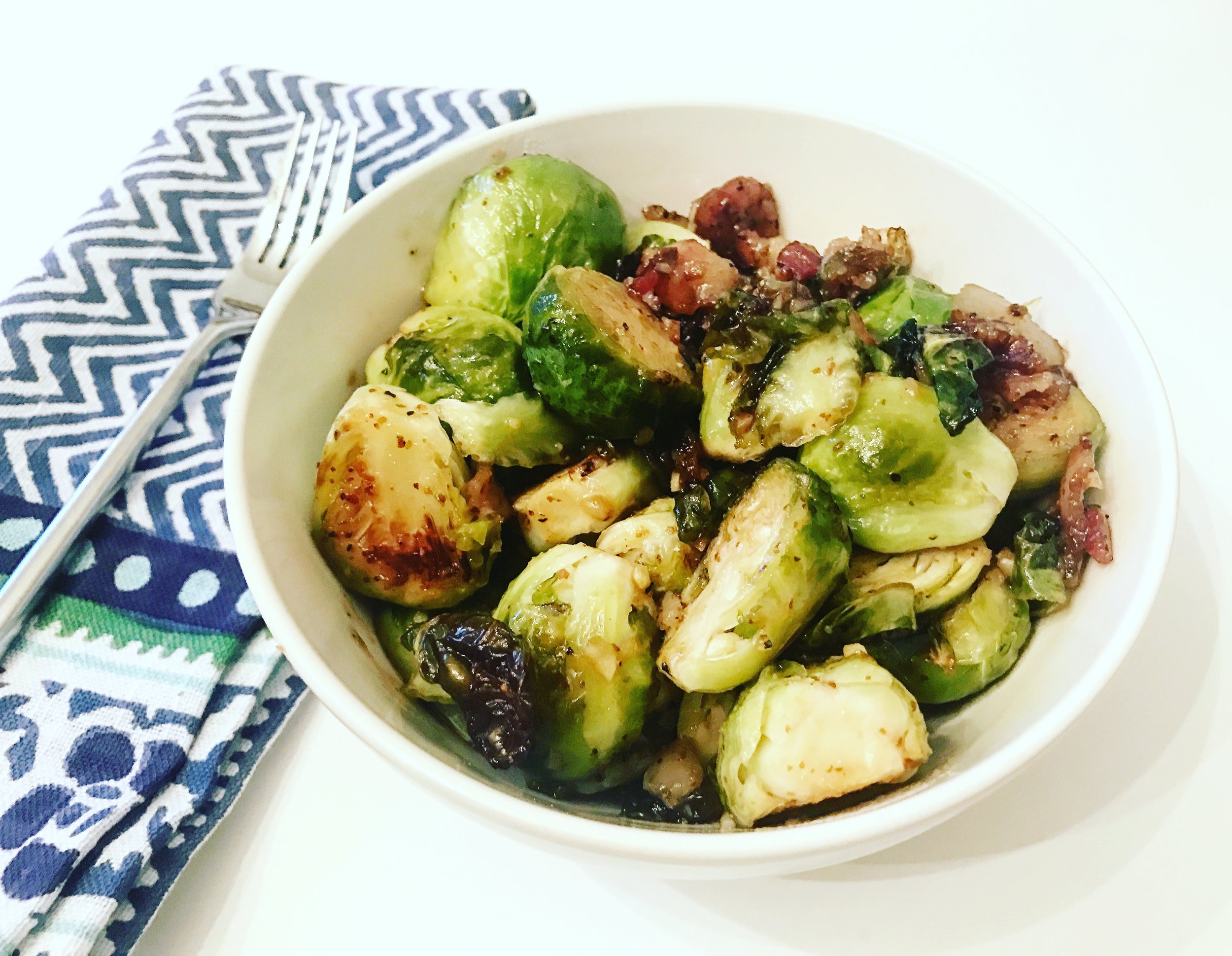 Spring: Brussels Sprouts + Bacon with Maple-Dijon Glaze