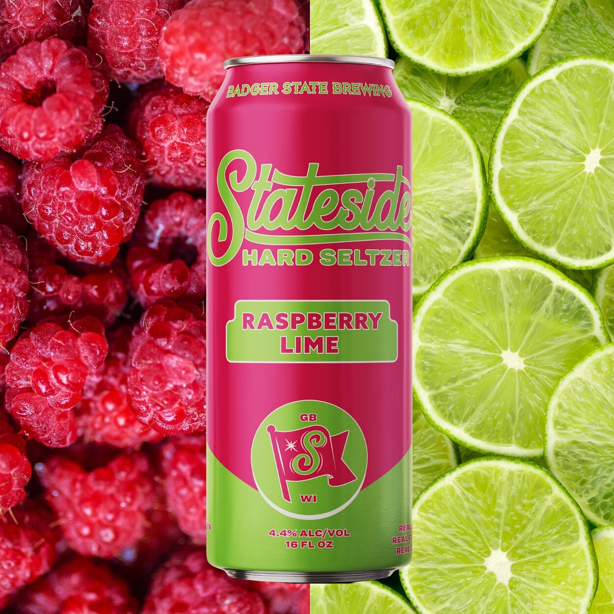 Brand spanking new @statesideseltzer dropping today in honor of April, the green month. We&rsquo;ve got a jam packed raspberry and lime concoction. This new hard seltzer is made with all real fruit just like all our seltzers. We will have this easy s