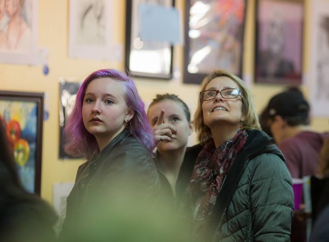 Visitors at a Scholastic Art Awards Reception at FACNRV