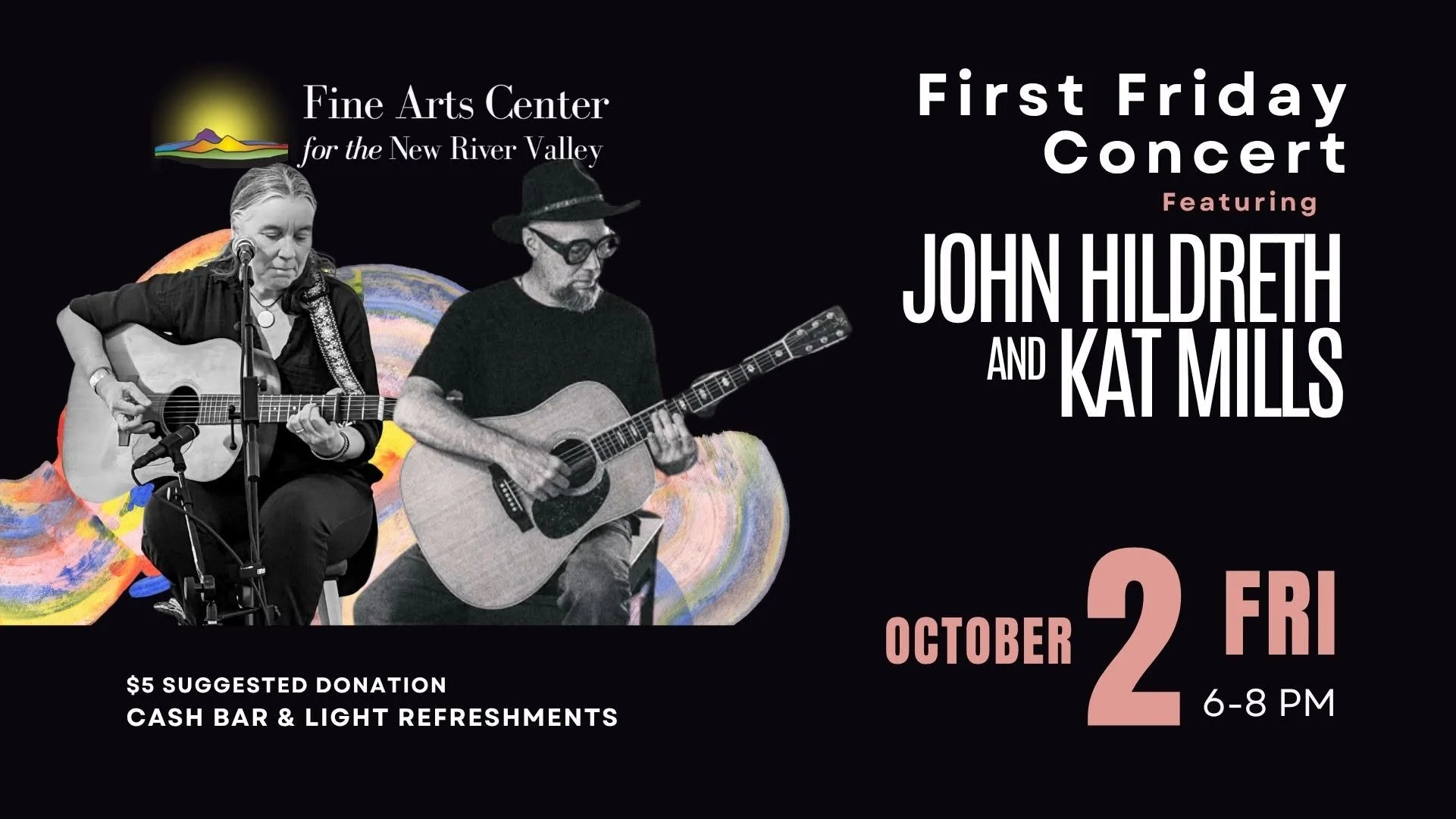 John Hildreth and Kat Mills will perform at the Pulaski Fine Arts Center on Friday, October 2, from 6-8 p.m.