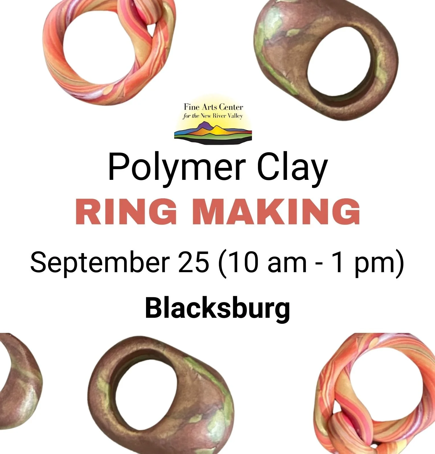 Polymer Clay Ring Making with Rene Palmer - September 25 (10:00 am - 1:00 pm) - BLACKSBURG
