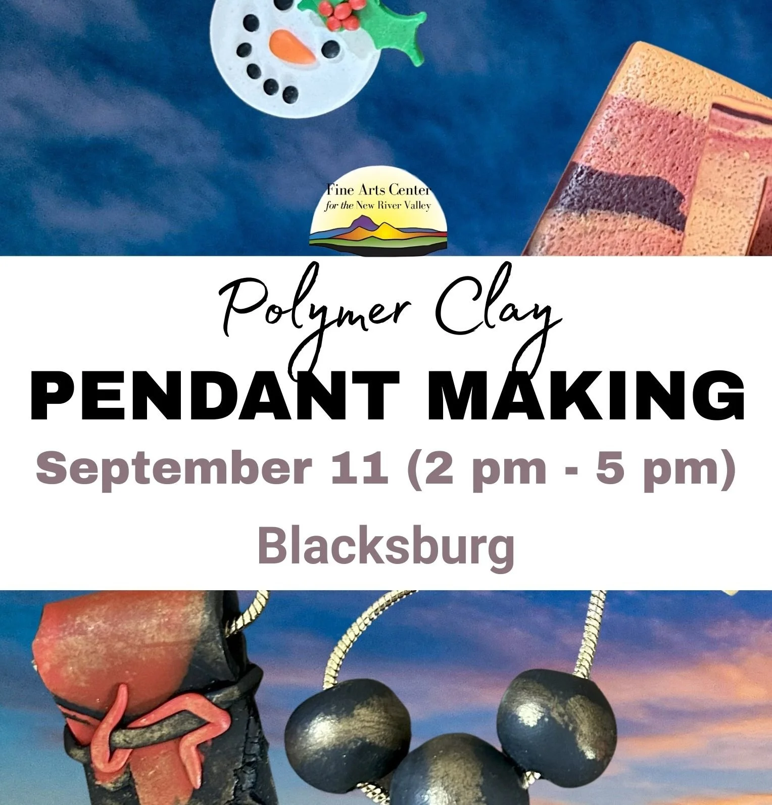 Polymer Clay Pendant Making with Rene Palmer Armstrong - September 11 (2:00 pm - 5:00 pm) - BLACKSBURG