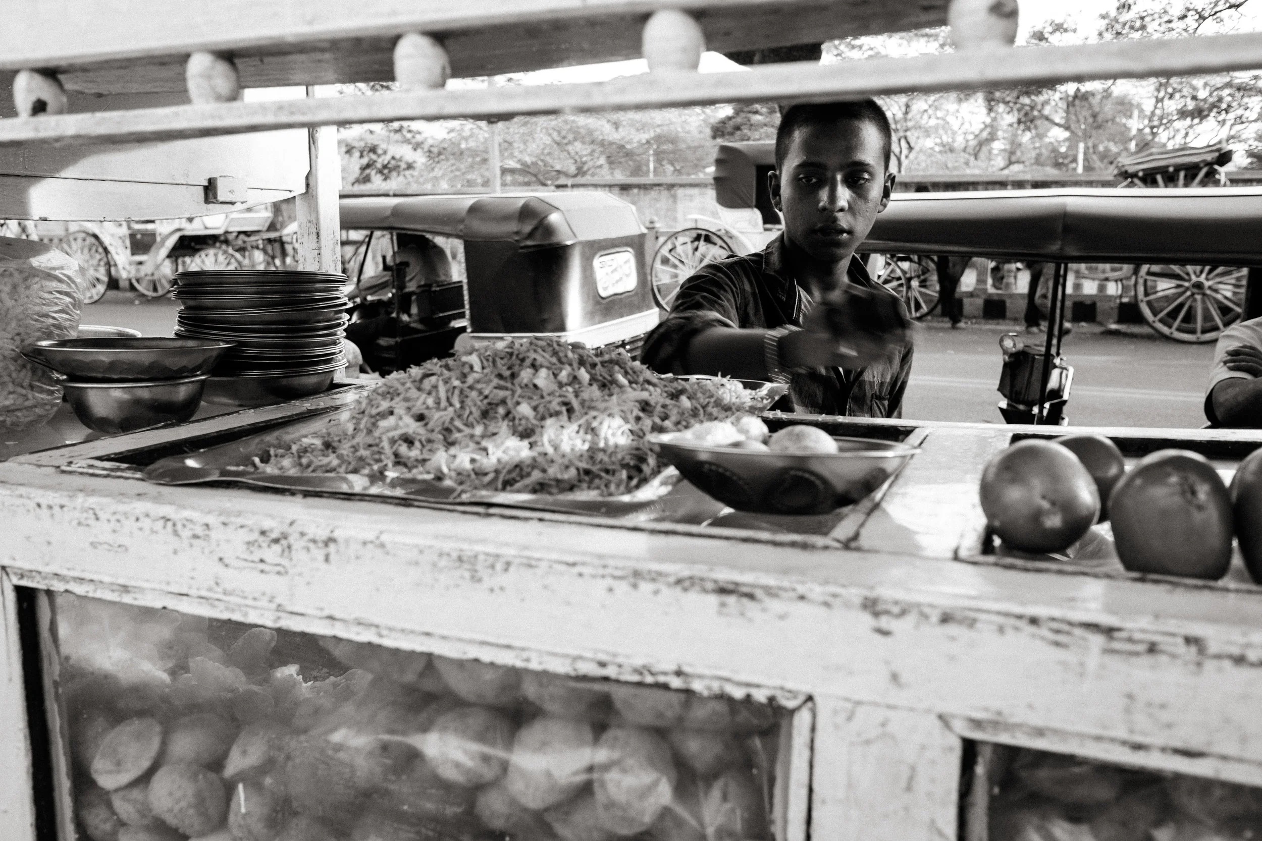 A street food vendor in Mysore, India.