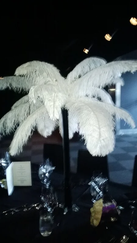Black Eiffel Tower Vase White Feather