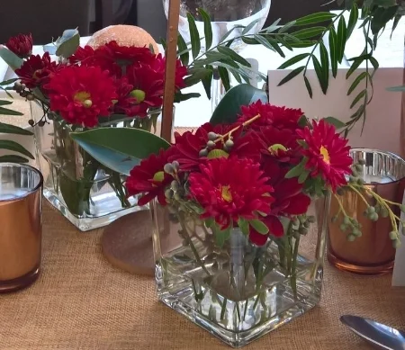 Cube Vase - Red Flowers