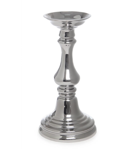 Silver Glass Candelabra 32cm Tall