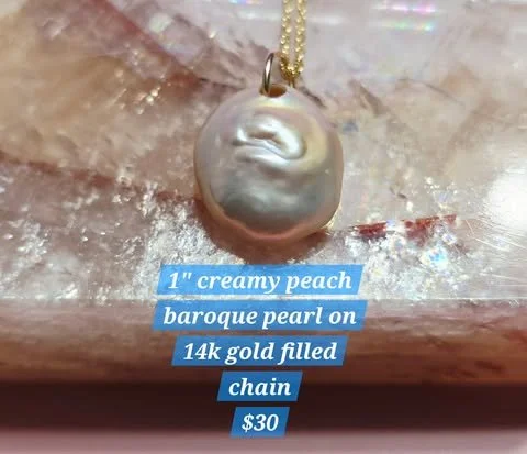 Creamy Peach Baroque Pearl Necklace