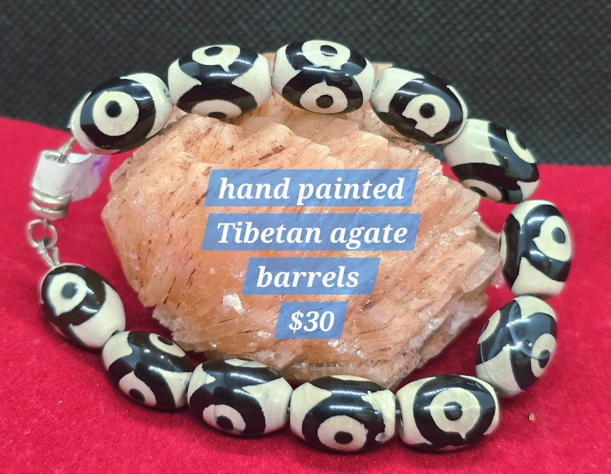 Hand Painted Tibetan Agate Barrels