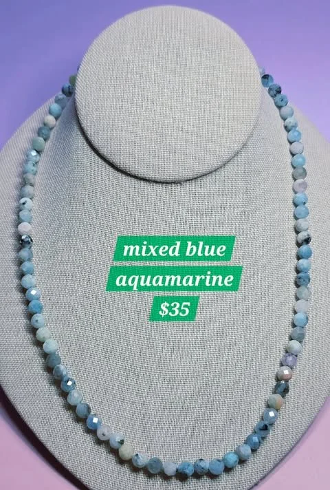 Mixed Blue Aquamarine Necklace