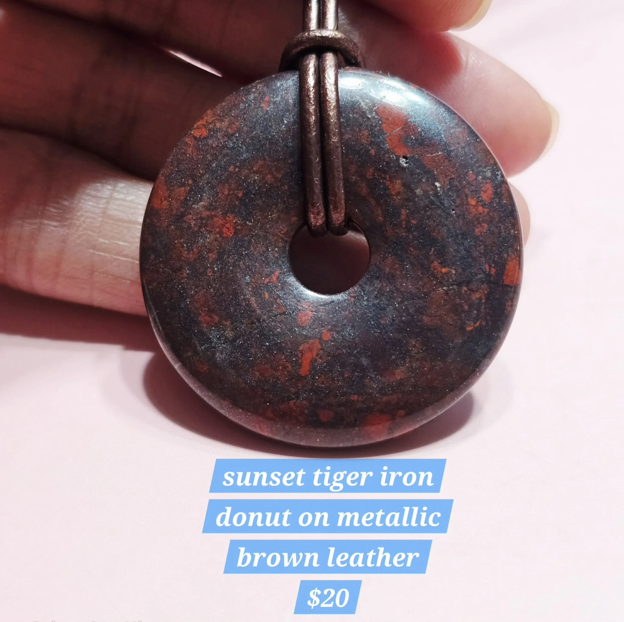 Sunset Tiger Iron Donut Necklace