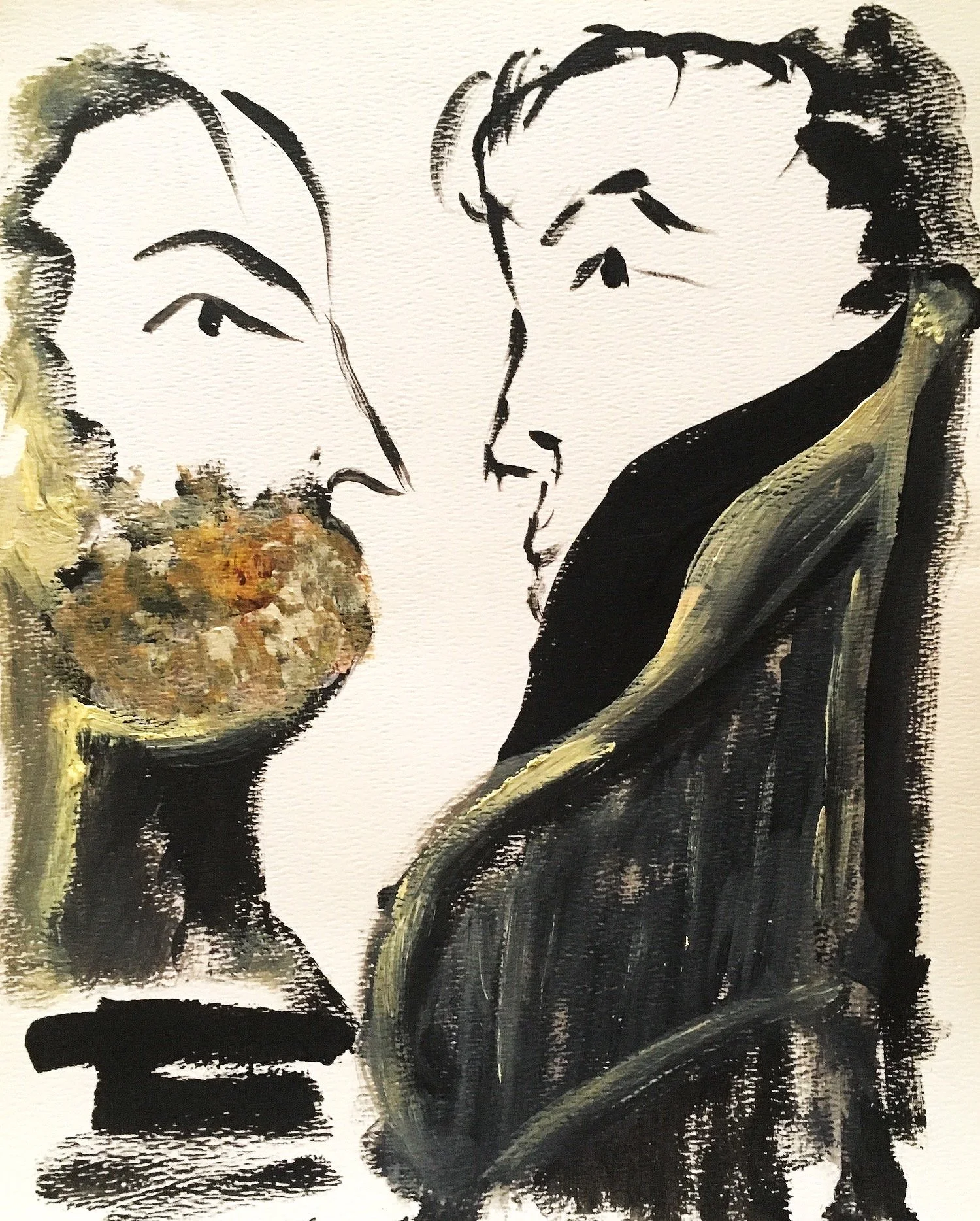 A Conversation.  Acrylic on paper.  11 x 14 in.