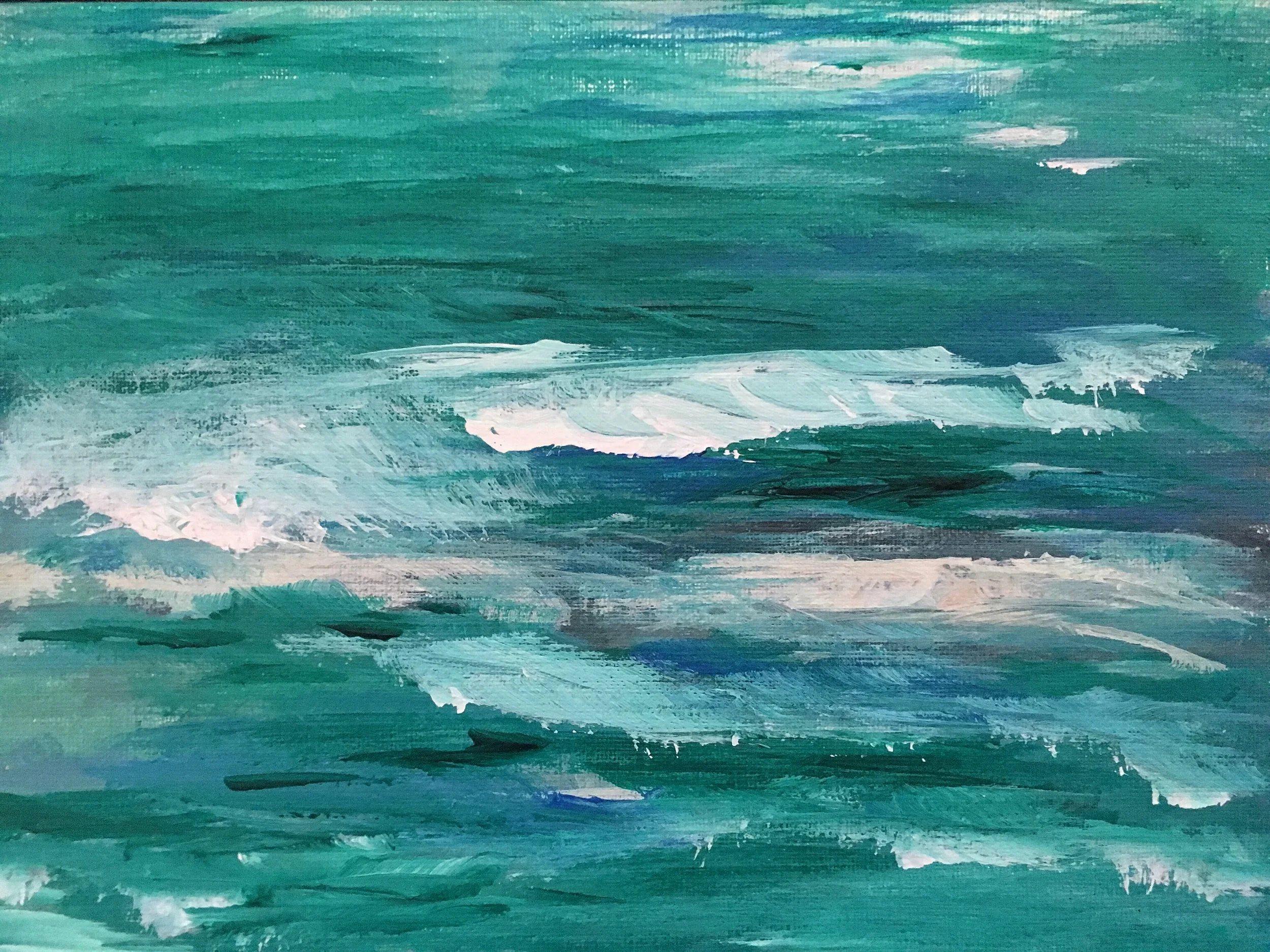 The Sea. Acrylic on paper.  8 x 6  in.