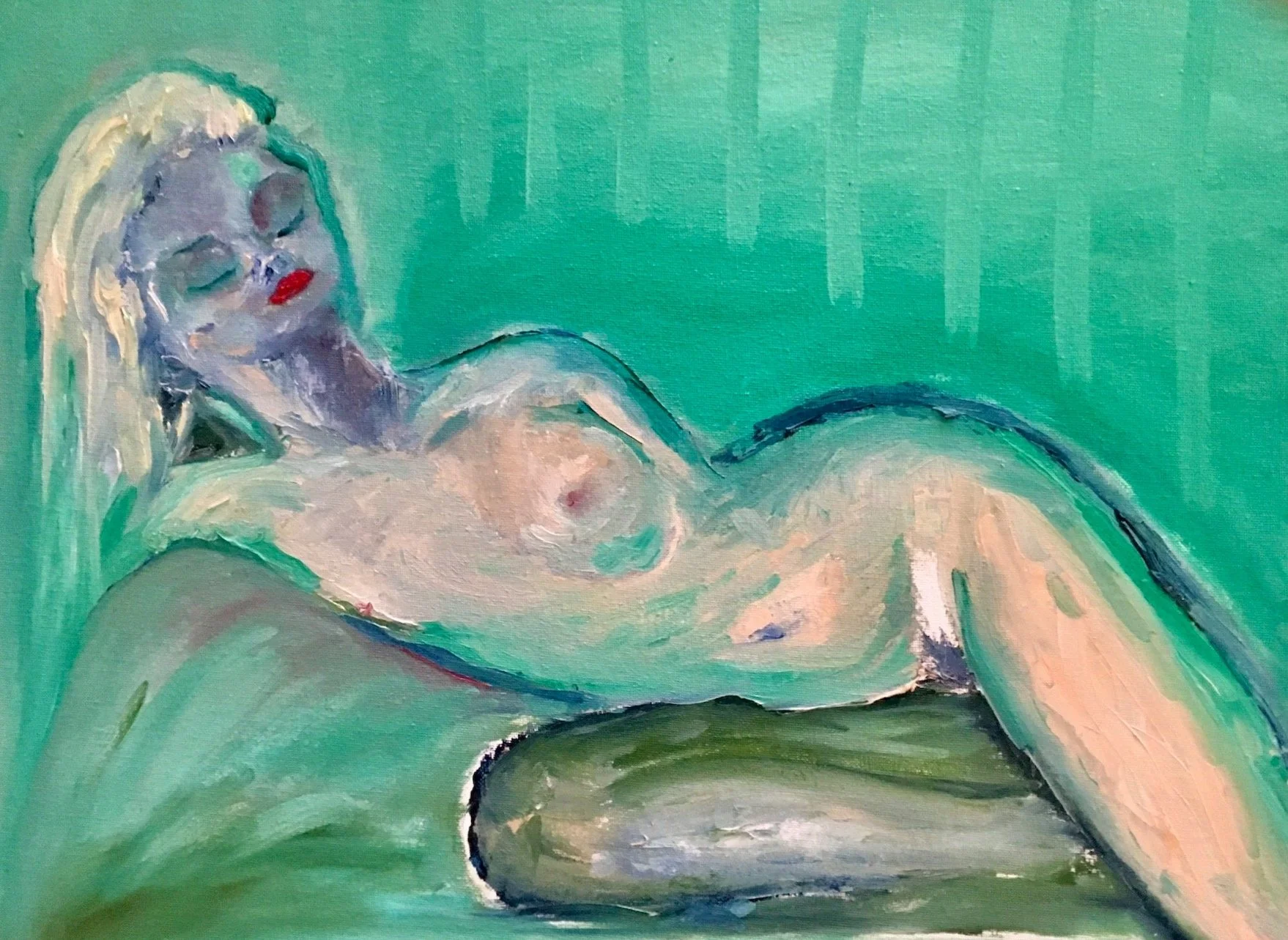 Nude Lounging. Oil on canvas. 14 x 18 in.