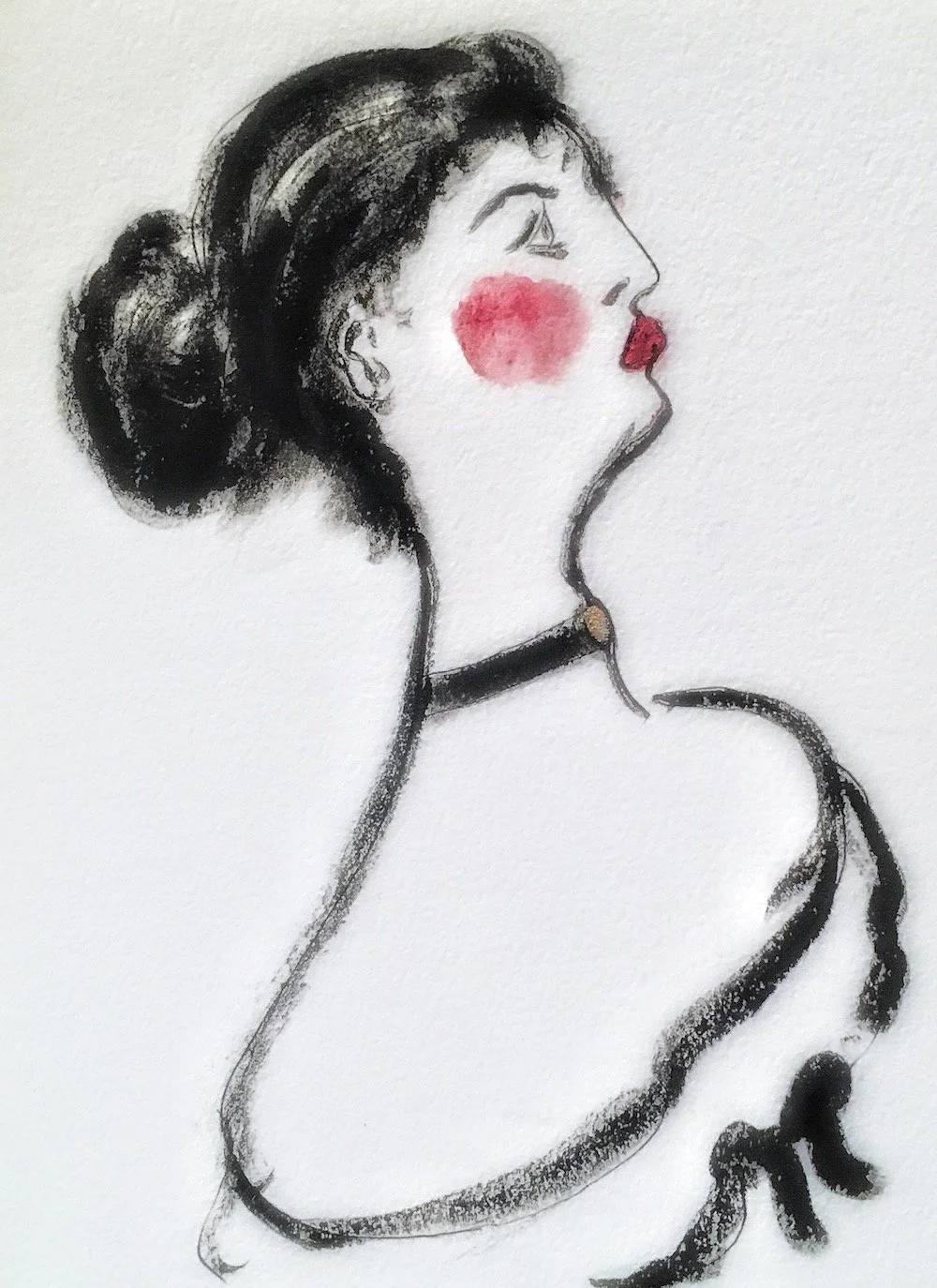 Gibson Girl..  Oil on paper.  5 x 6