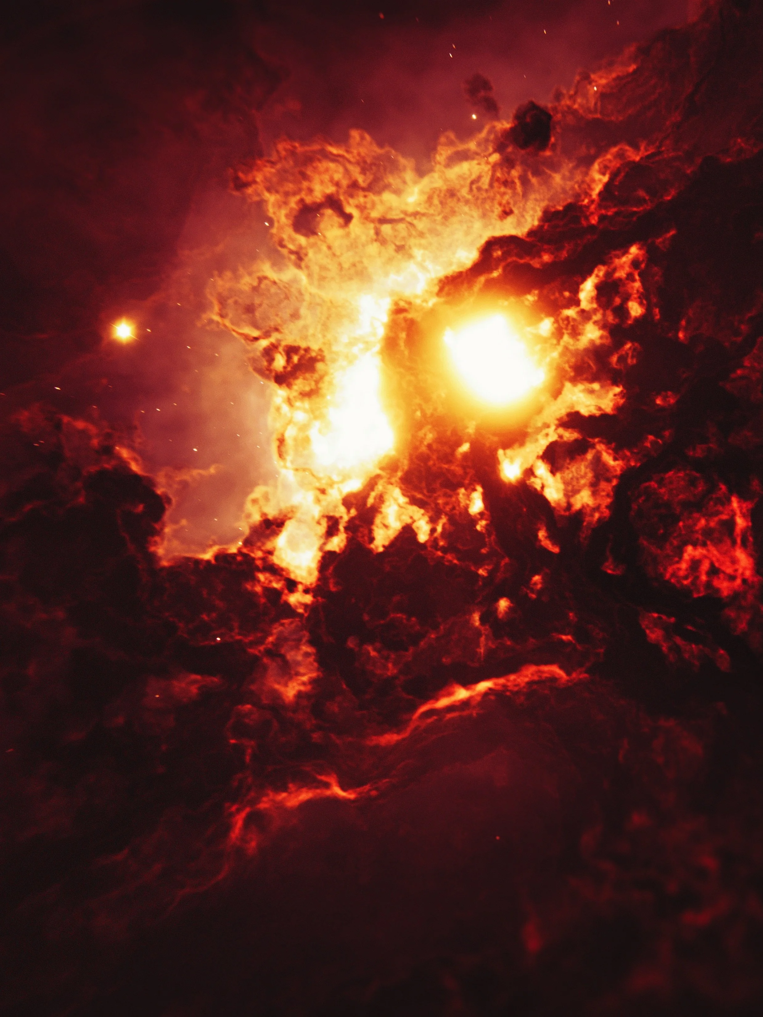 Warm or cool colors? 

Modeled and rendered in realtime inside of blender using eevee. No gen ai ever! 
.
.
#blender #spaceart #nebula #eevee #stars