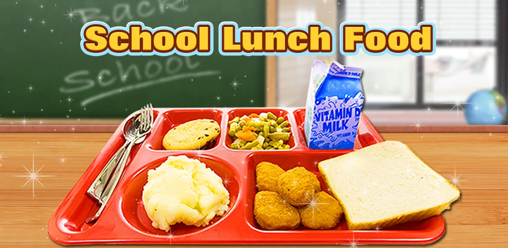 School Lunch Food Maker! Make YUMMY school lunch food! Sandwich, hamburger, buffalo wings, juice & milk.