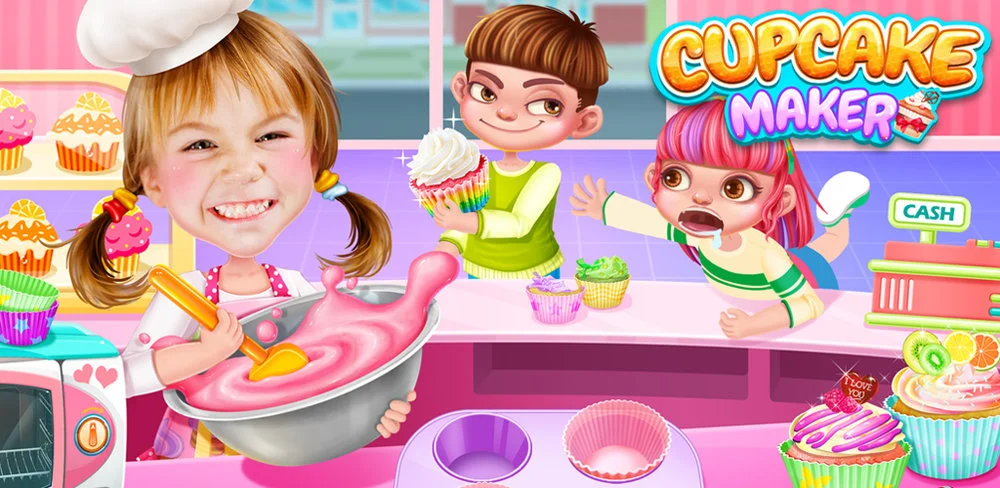 Cupcake Maker! Rainbow Chef FREE TO PLAY. Take a picture to be the Chef. Make YUMMY Rainbow Cupcakes! 
