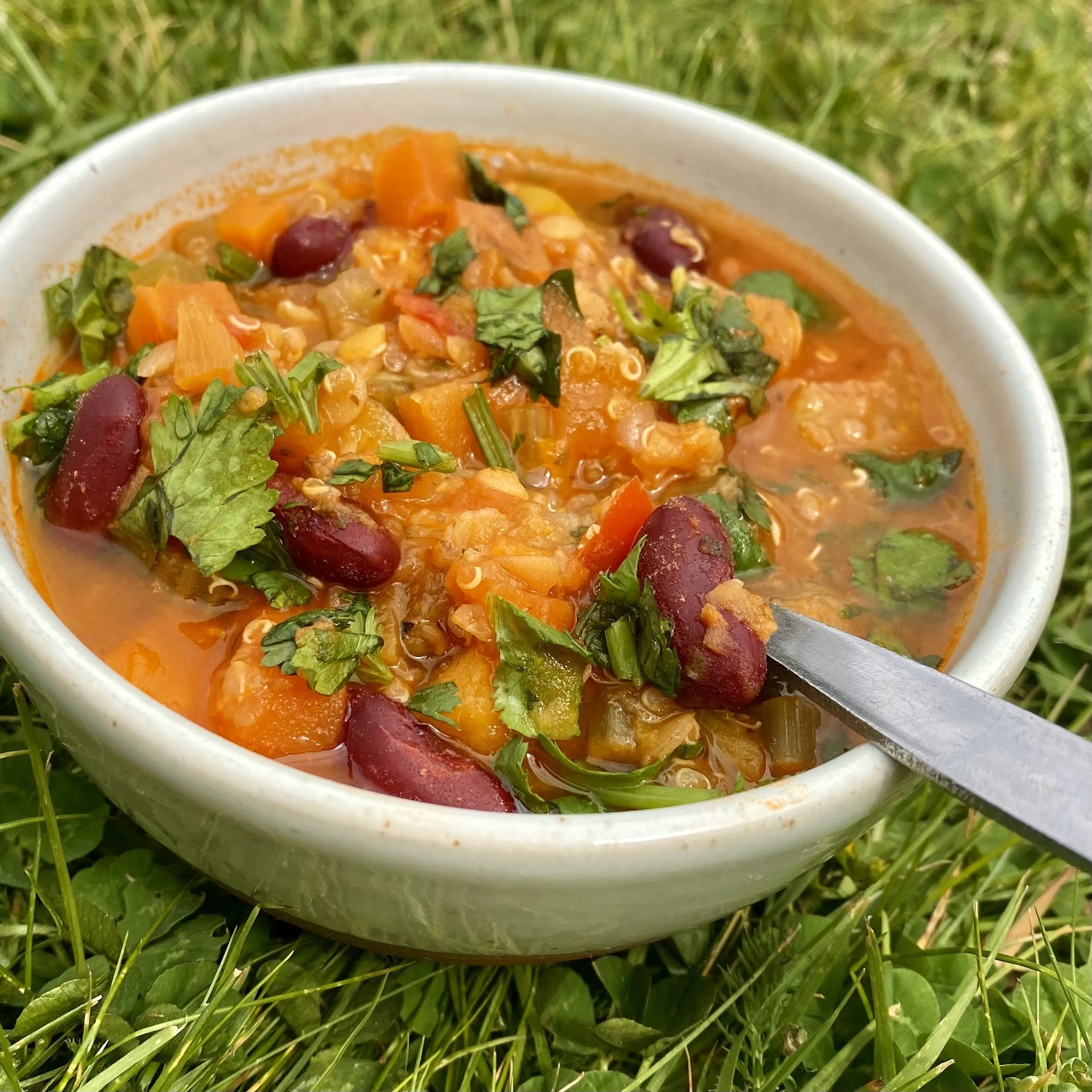Vegetable Chilli kidney beans, sweet potato, chipotle, quinoa, red pepper, coriander