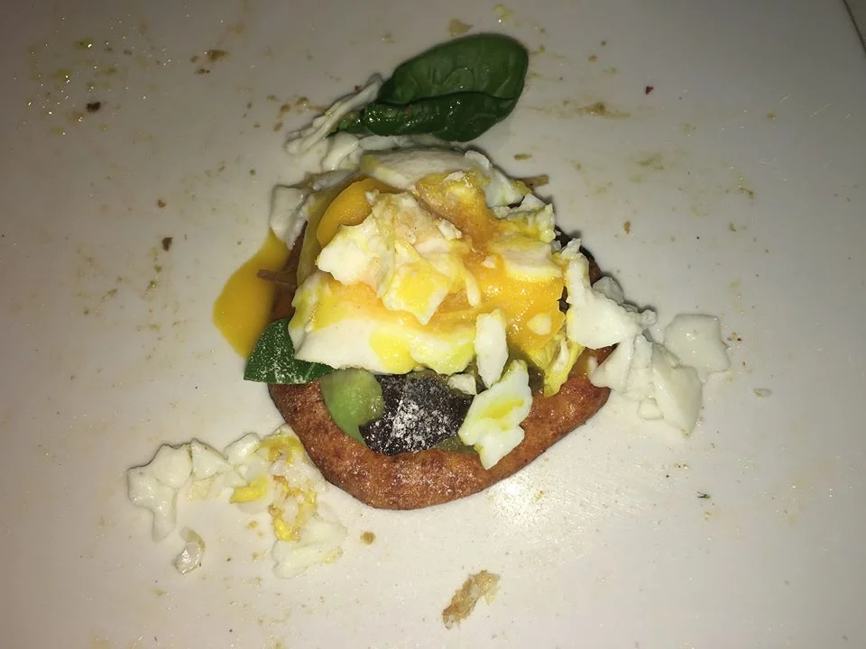 Eggs and Avocado on Cauliflower toast