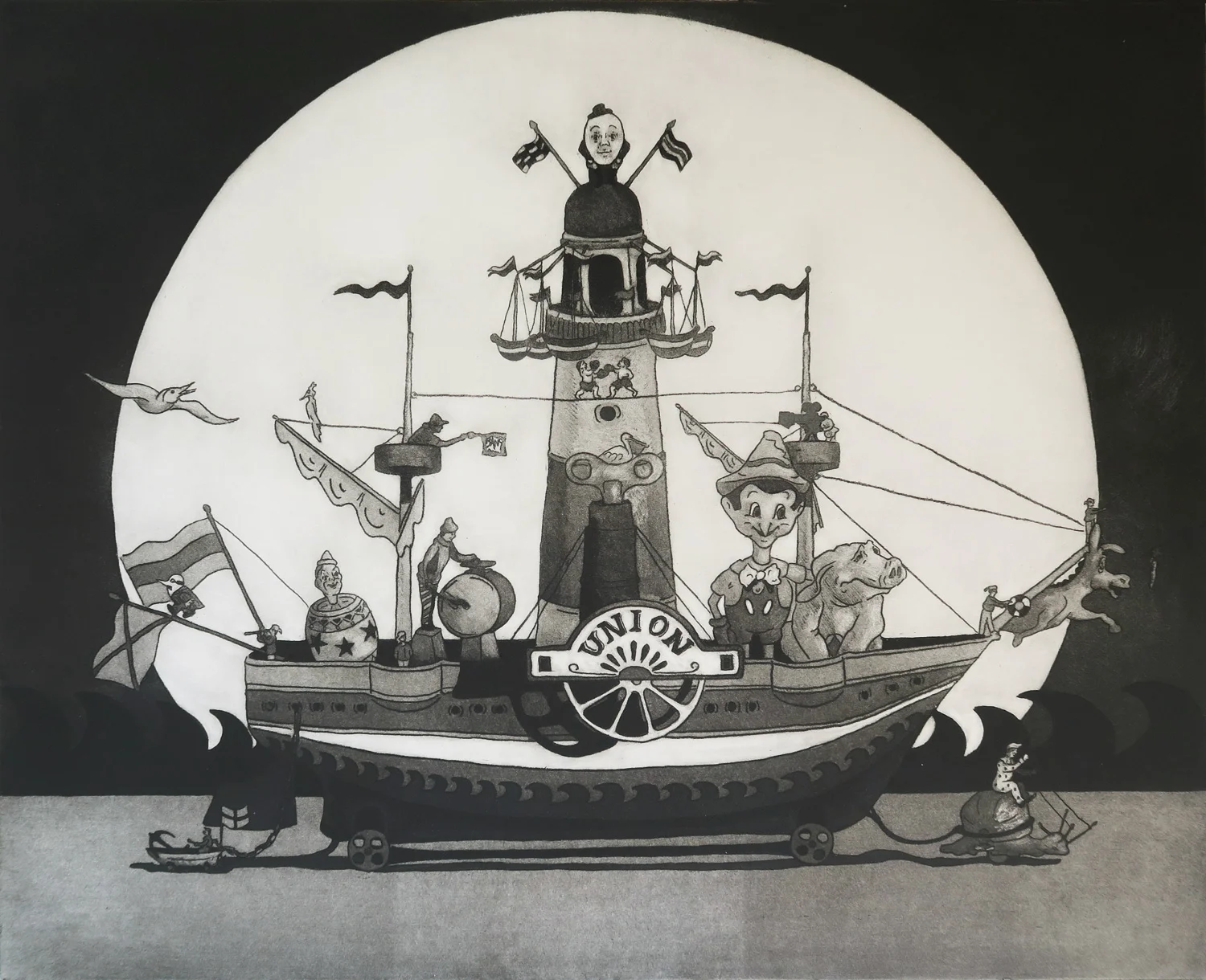 The Good Ship Union, soft ground etching with aquatint, 53.4 x 43.2 cm, edition of 10