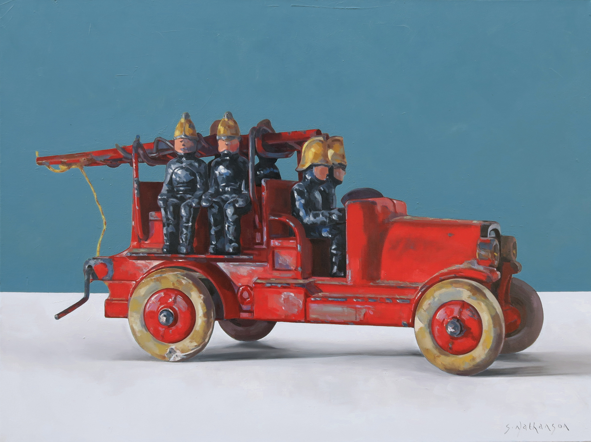 Taylor & Barret Lead Fire Engine, oil on canvas, 100 x 75 cm