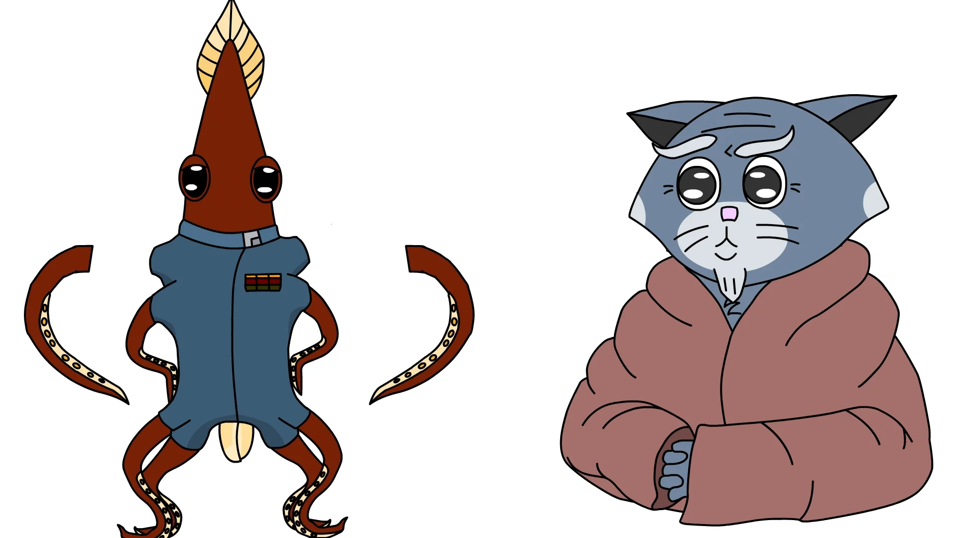 Concepts for Councillor Cuttlefish and the Cat Council member