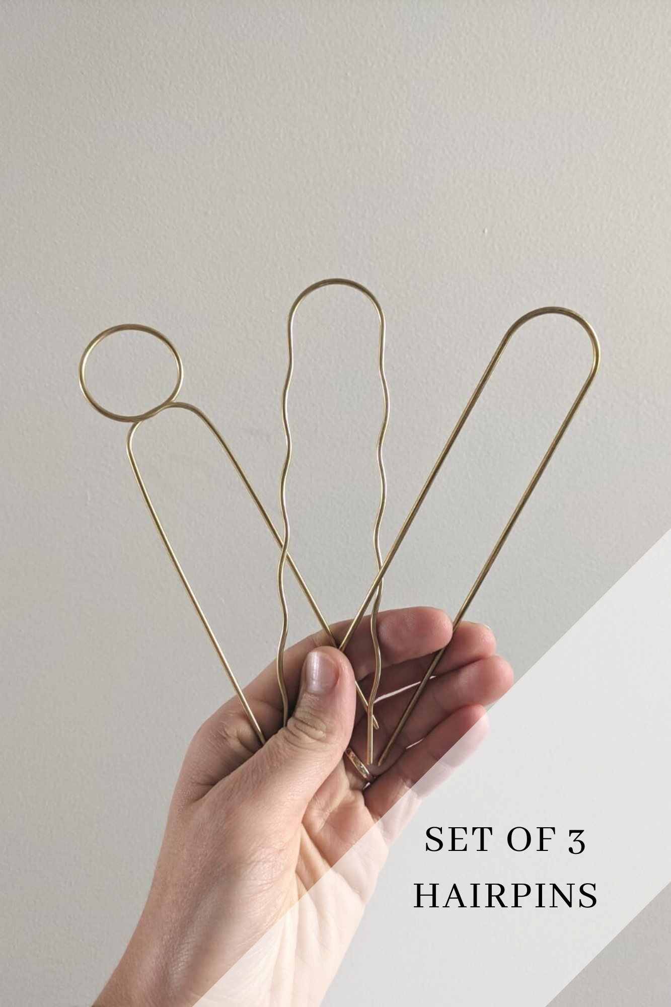 Lizzy Minimal Brass Hair Pin LOOP — Roake Studio