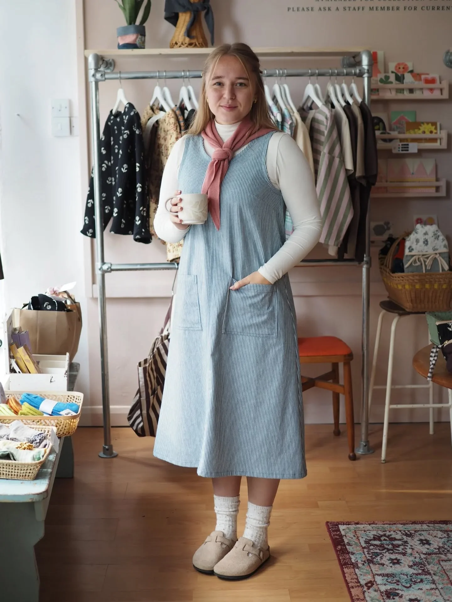 Amy's been having fun styling up our new Matilda Pinafore Dress this week. This is such a versatile style, perfect for layering and a real go-with-everything addition to your wardrobe. Including lots of our lovely accessories - all products are tagge