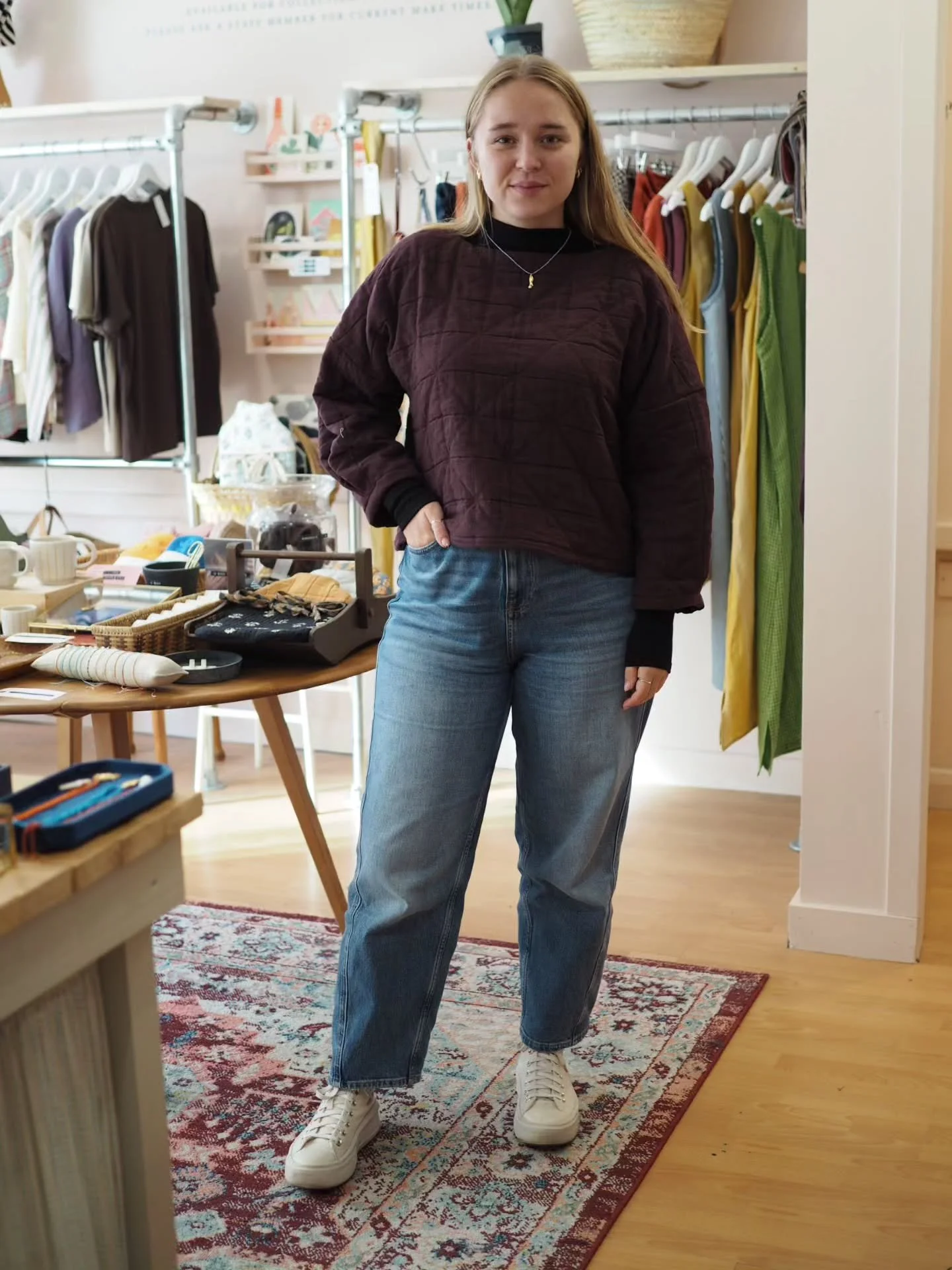 Oh HELLO Blackberry quilt! You've been loving this new addition to our quilt family, and we've been busy making jackets, jumpers and waistcoats for you. We'll have plenty of this fabric in, so if you like what you see, hop onto our website and place 