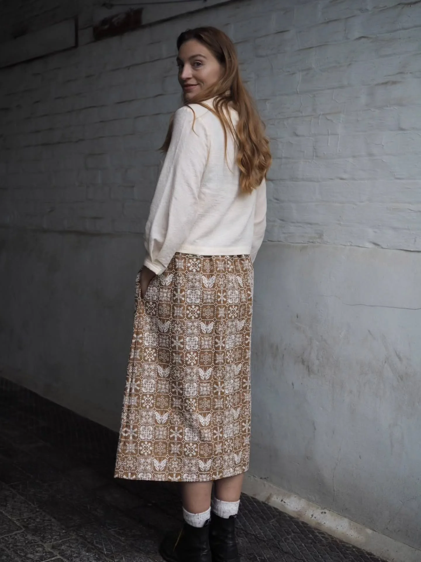 Say hello to our new Gingerbread embroidered cotton-linen blend Maddie skirts, part of our ready-to-ship capsule collection that's perfect for party season and beyond. We are in love with this deliciously tactile fabric &ndash; here, Leah is wearing 